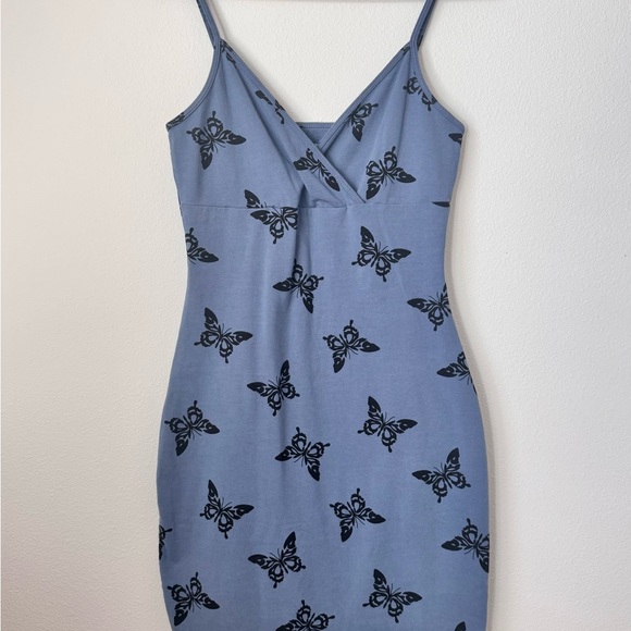 wild fable Dresses & Skirts - Wild Fable Blue Dress with Black Butterfly Pattern